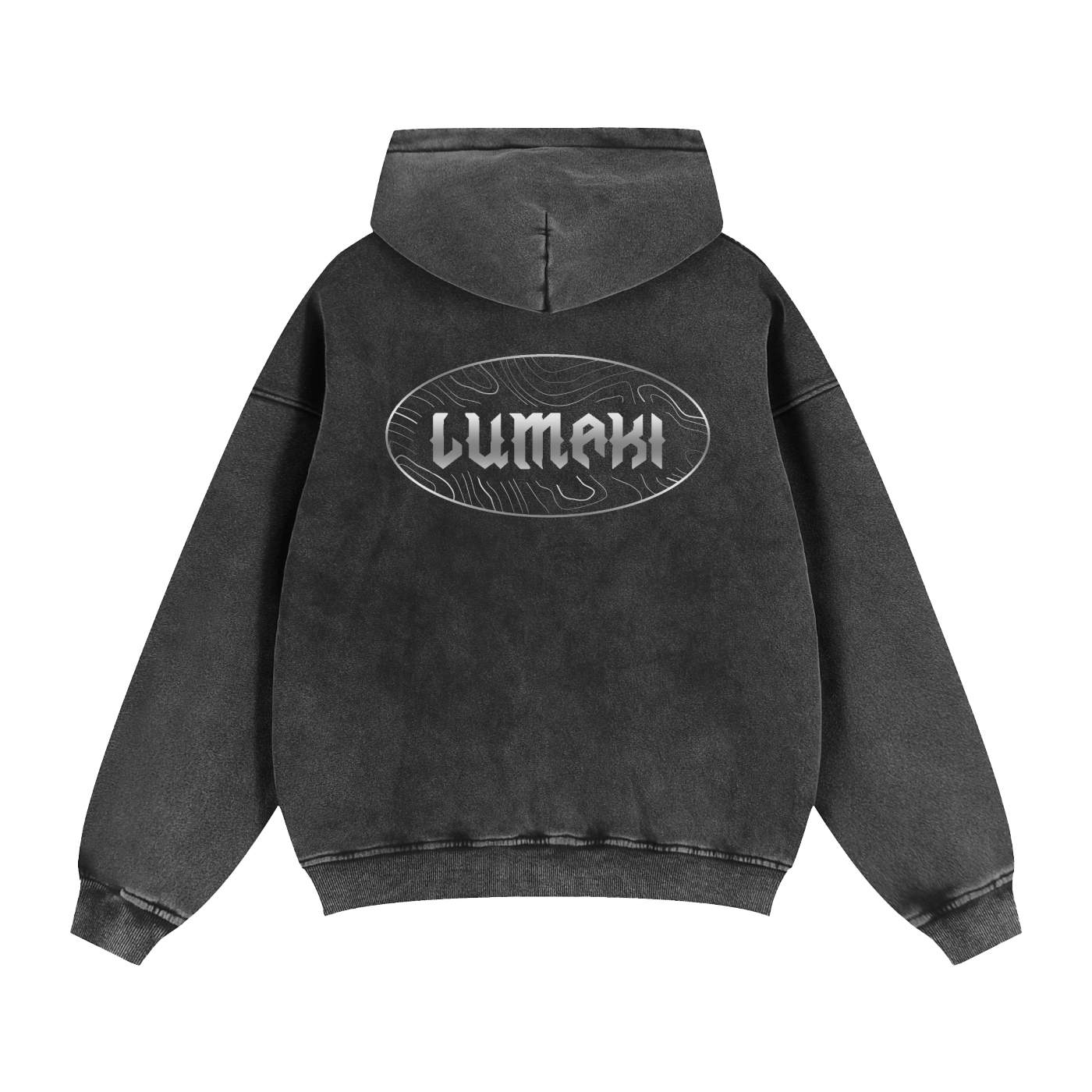LUMAKI silver print Zip-Through Boxy Fleece Hoodie