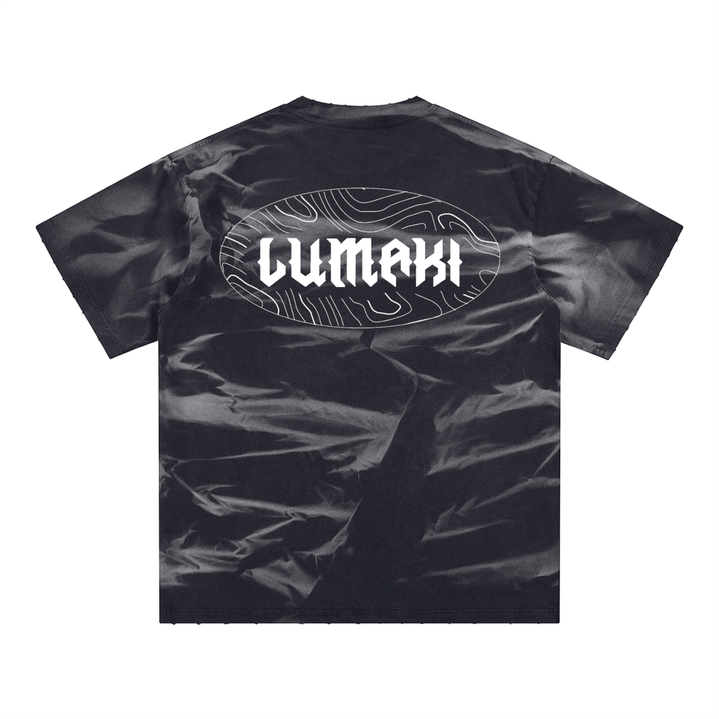 Irregular Stripe Frayed Monkey Washed T-Shirt - 250 GSM