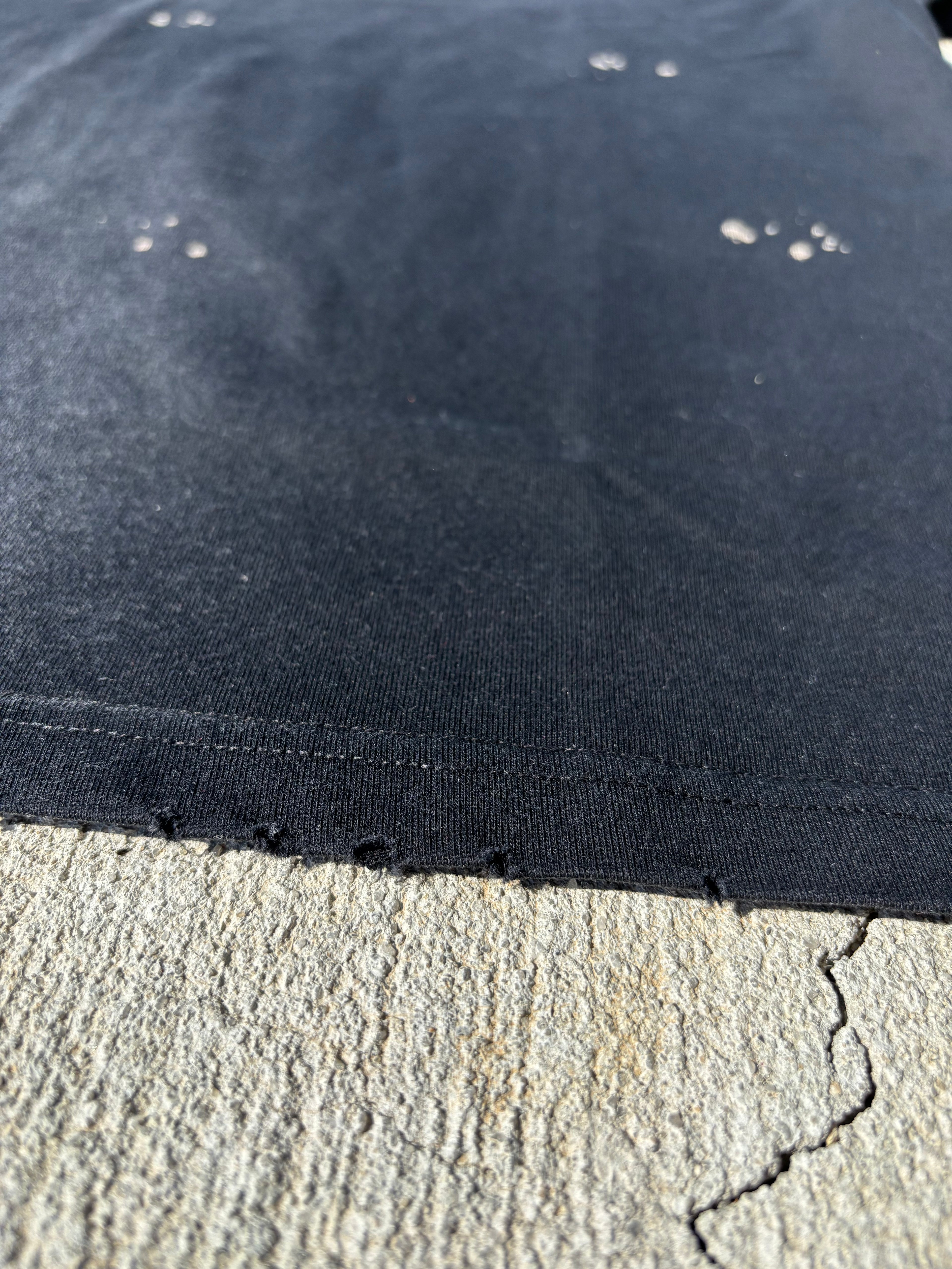 Hand-Frayed Sunfade Paint Splatter silver print T-Shirt