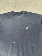 Hand-Frayed Sunfade Paint Splatter silver print T-Shirt