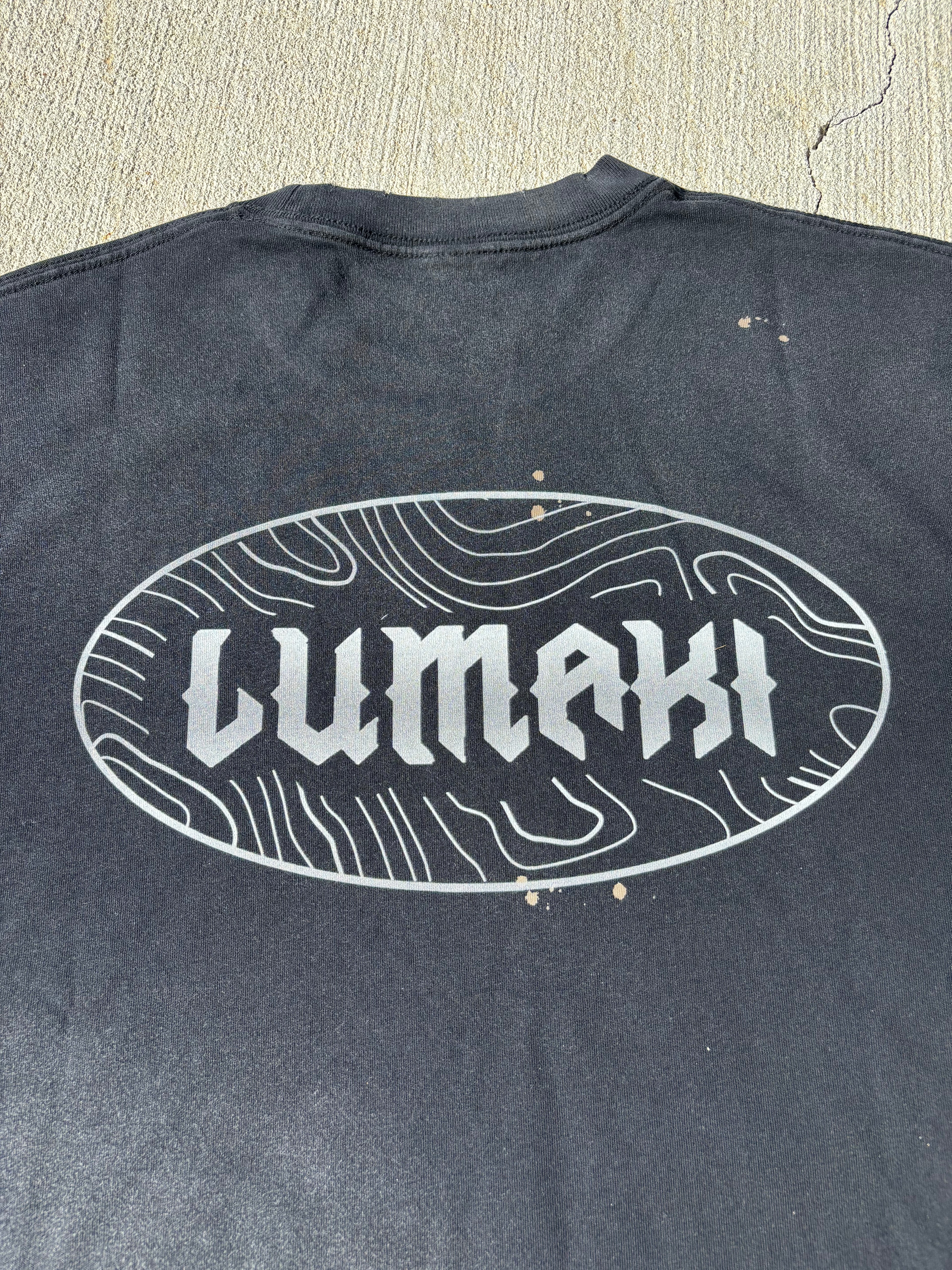 Hand-Frayed Sunfade Paint Splatter silver print T-Shirt