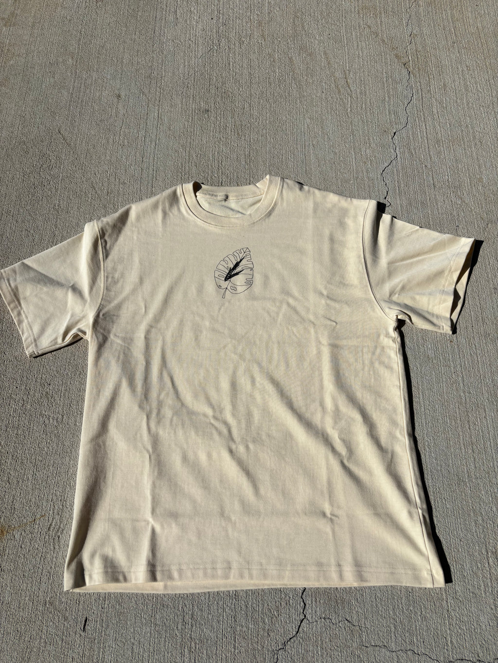 LUMAKI Leaf design Heavyweight Cotton T-Shirt