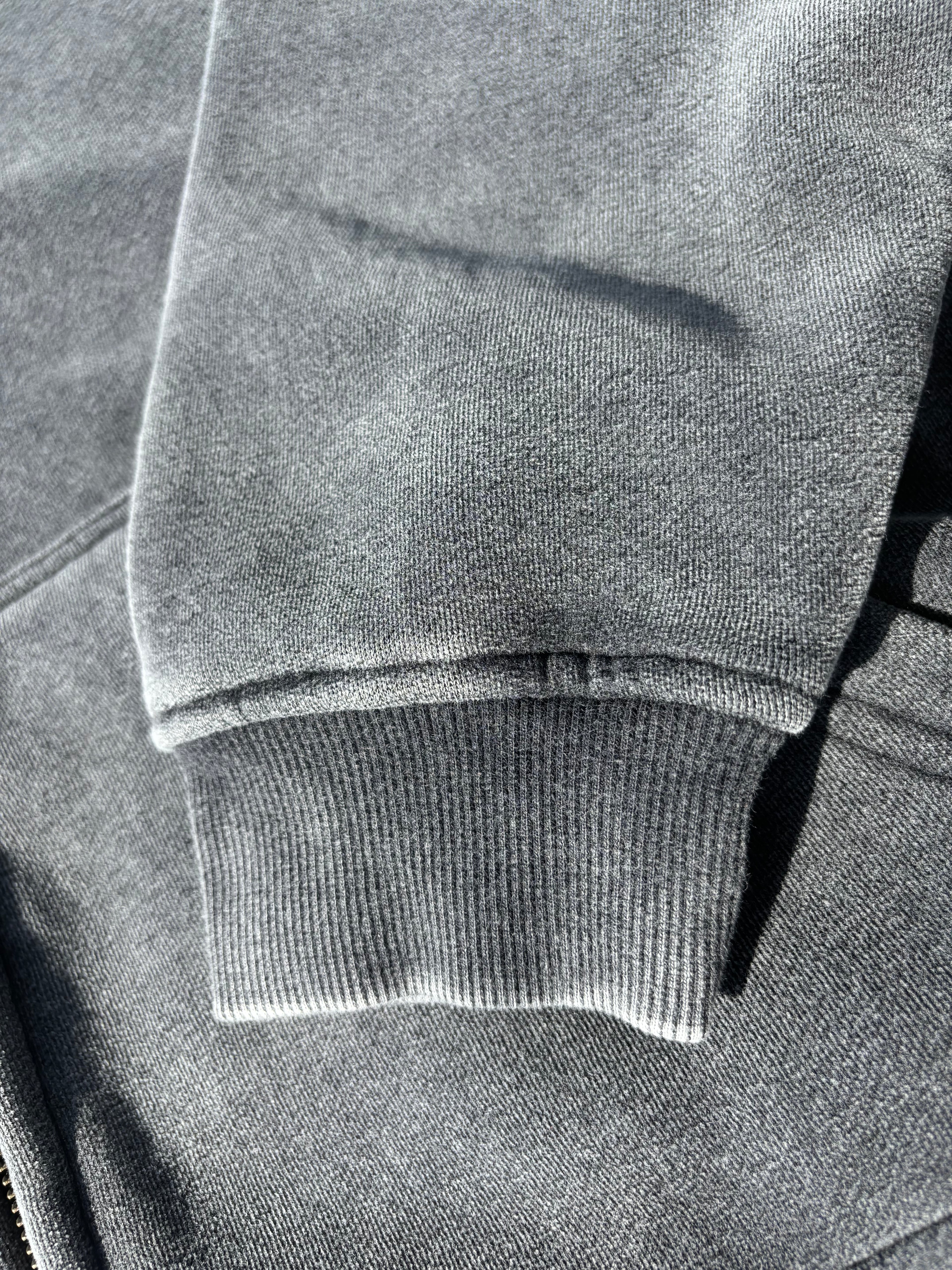 white print Zip-Through Boxy Fleece Hoodie