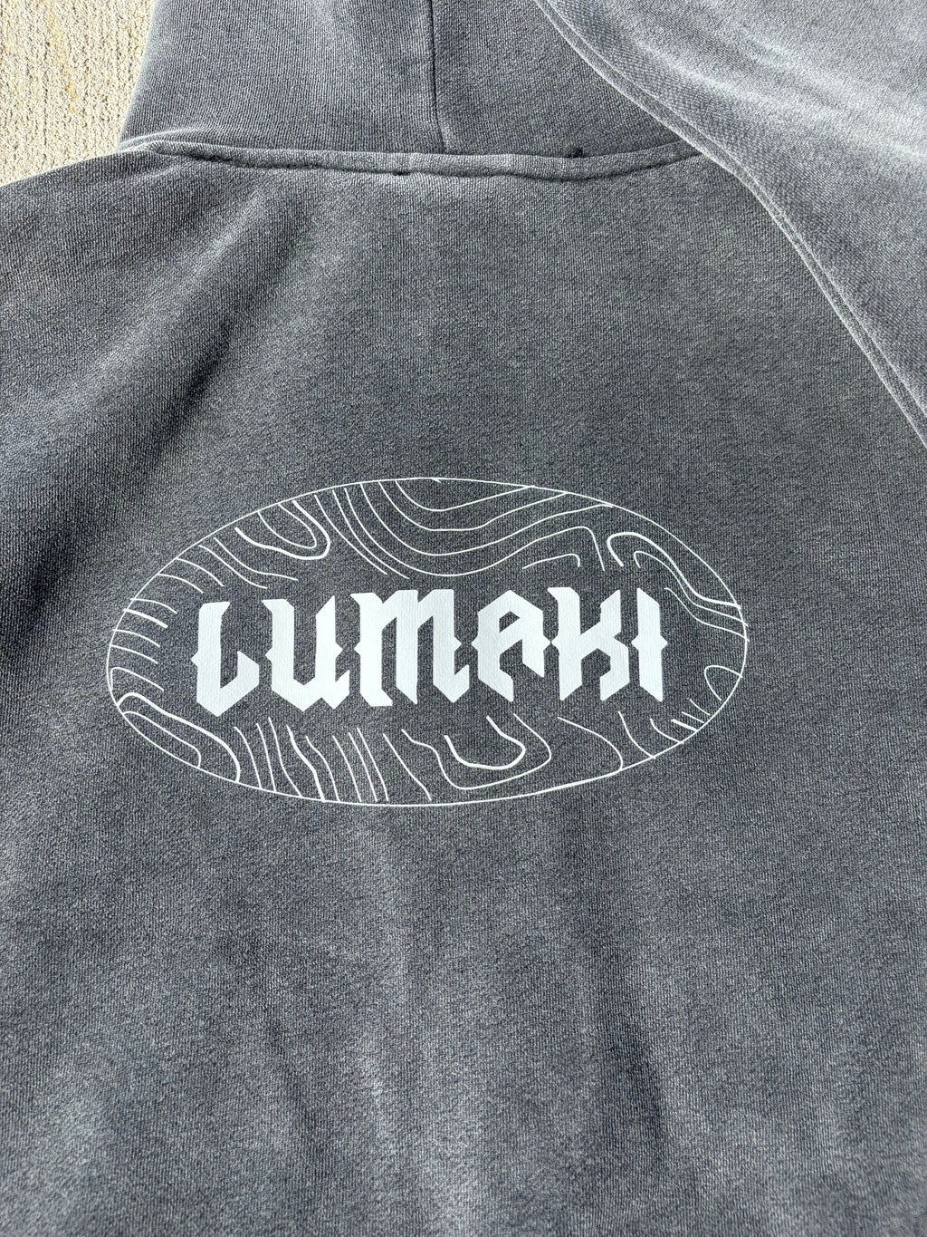 white print Zip-Through Boxy Fleece Hoodie