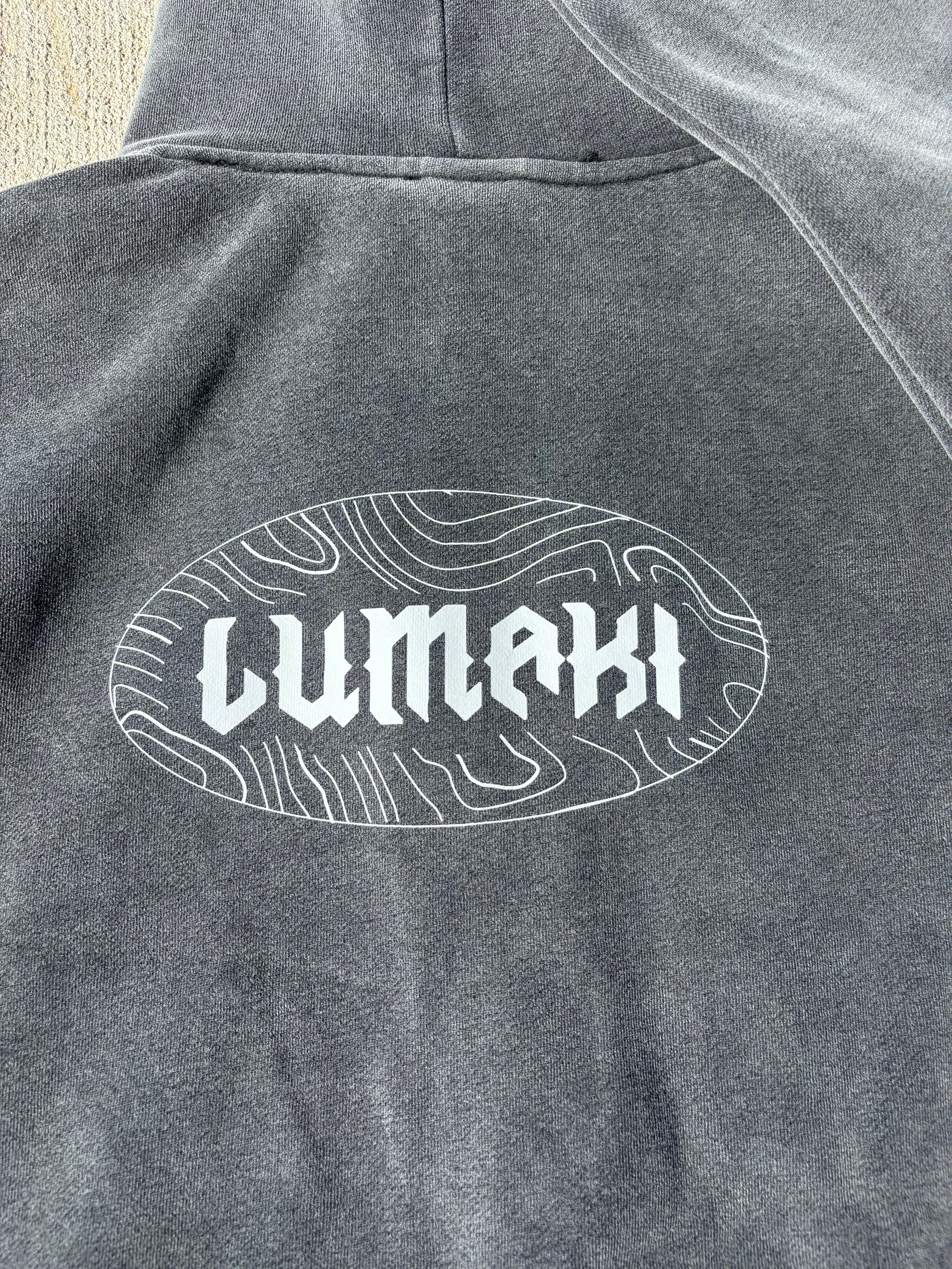 white print Zip-Through Boxy Fleece Hoodie