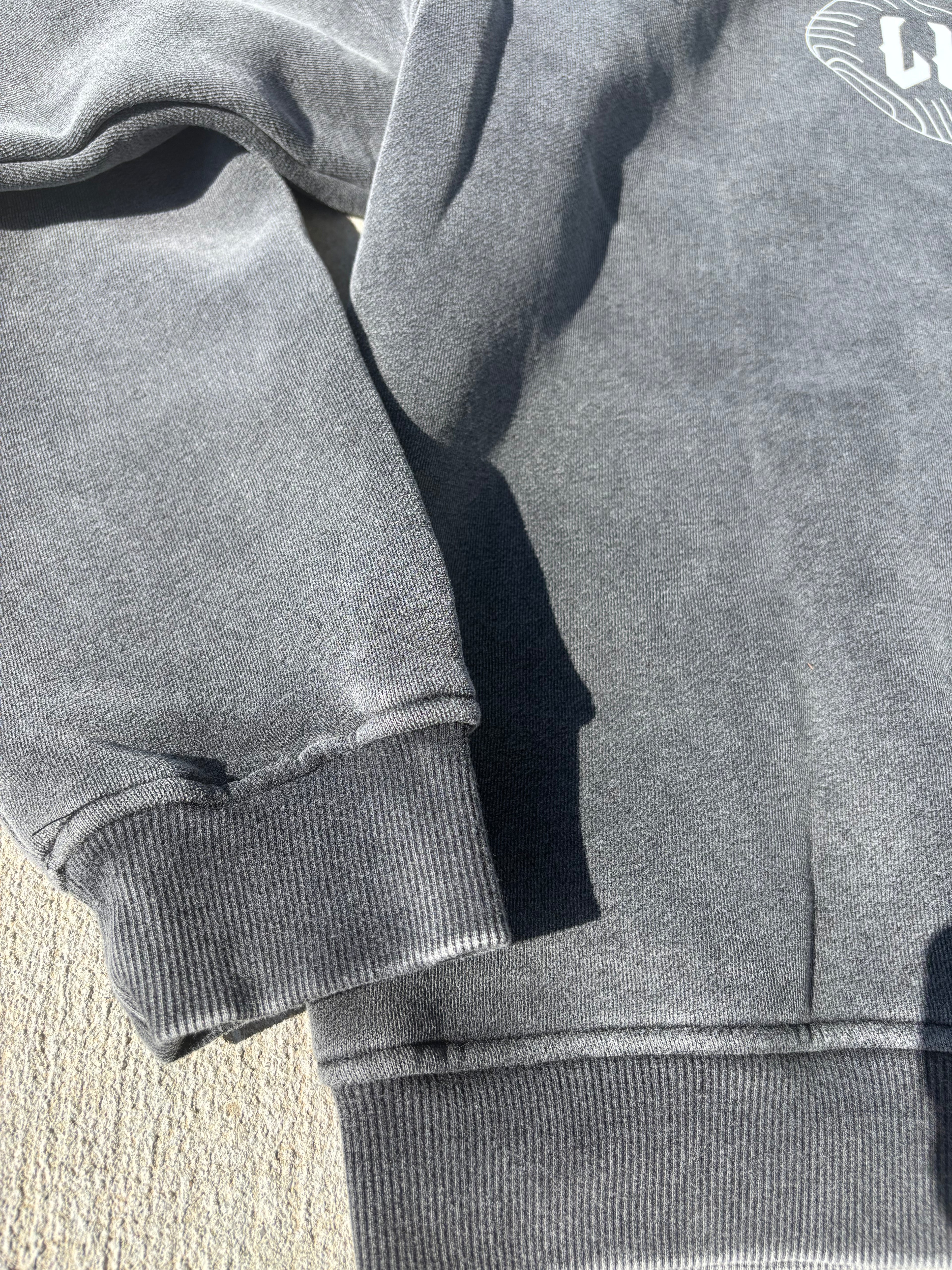 white print Zip-Through Boxy Fleece Hoodie